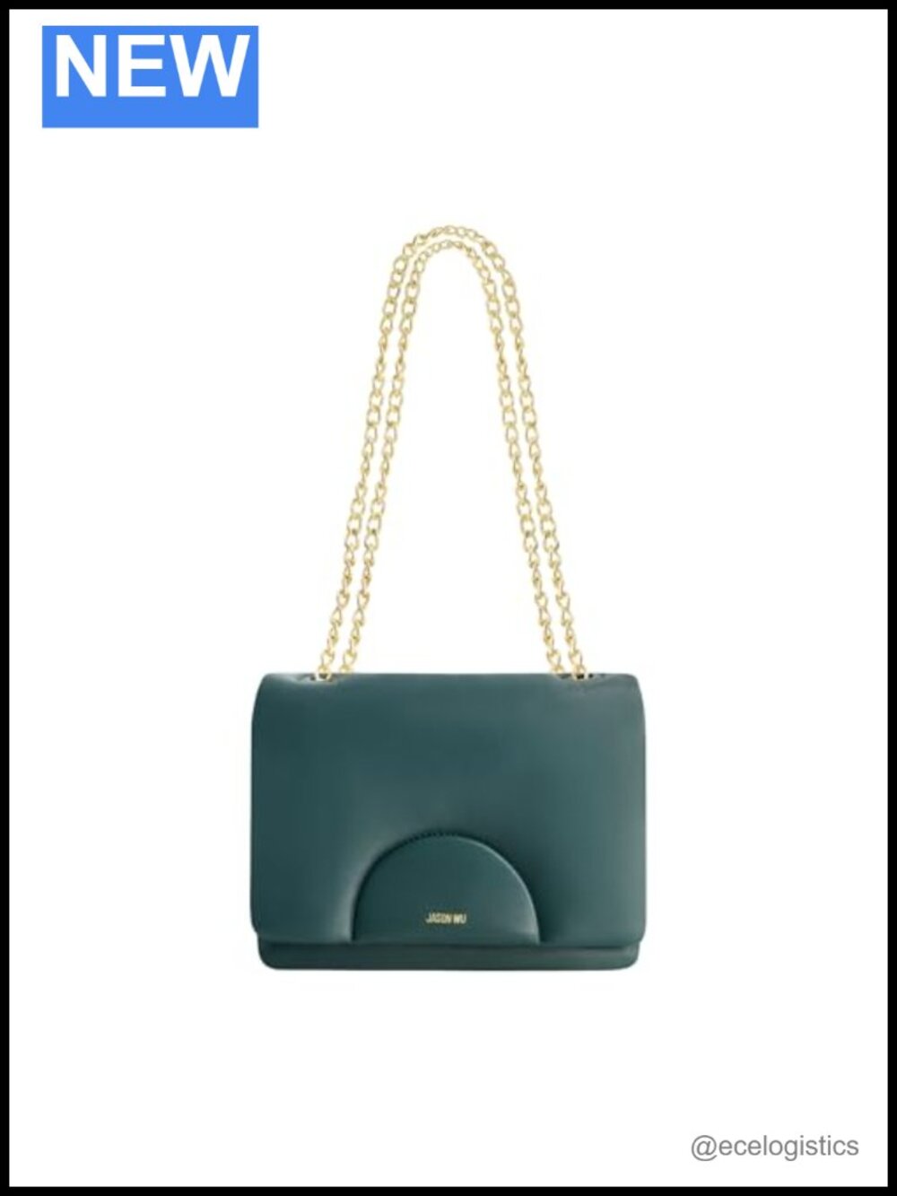 Elegant Ruched Leather Shoulder Bag with Gold-Tone Chain Strap